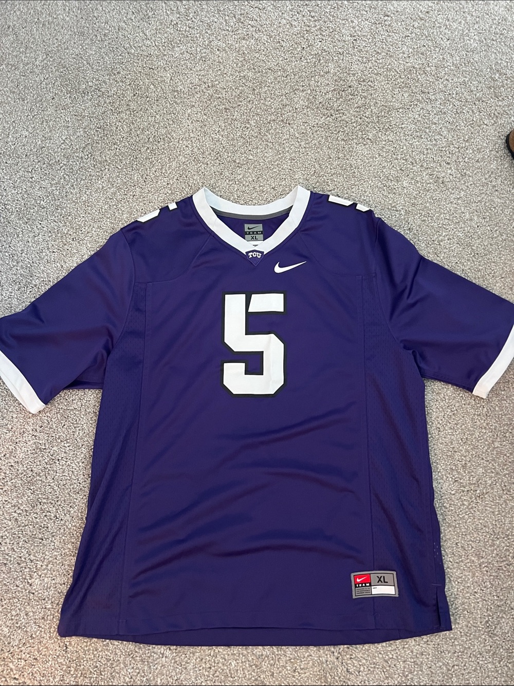 Nike Men's Purple Football Jersey with White Number 5